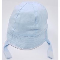 0330: Baby Boys Jersey Plain Beanie Hat with Chin Strap  (0-6 Months)