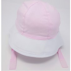 0334P: Baby Jersey Contrast Brim Cloche Hat With Chin Strap- Pink (0-6 Months)