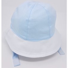 0334S: Baby Jersey Contrast Brim Cloche Hat With Chin Strap- Sky (0-6 Months)