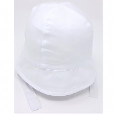 0335W: Baby Jersey Cloche Hat With Chin Strap- White (0-6 Months)