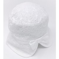 0337-2: Baby Girls Cotton Embroidered Cloche With Bow (6-18 Months)