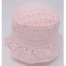 0342: Baby Girls Cotton Embroidered Bucket Hat (6-18 Months)