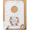 KWB134: Hello World Highland Cows Over Head Bib- Sky