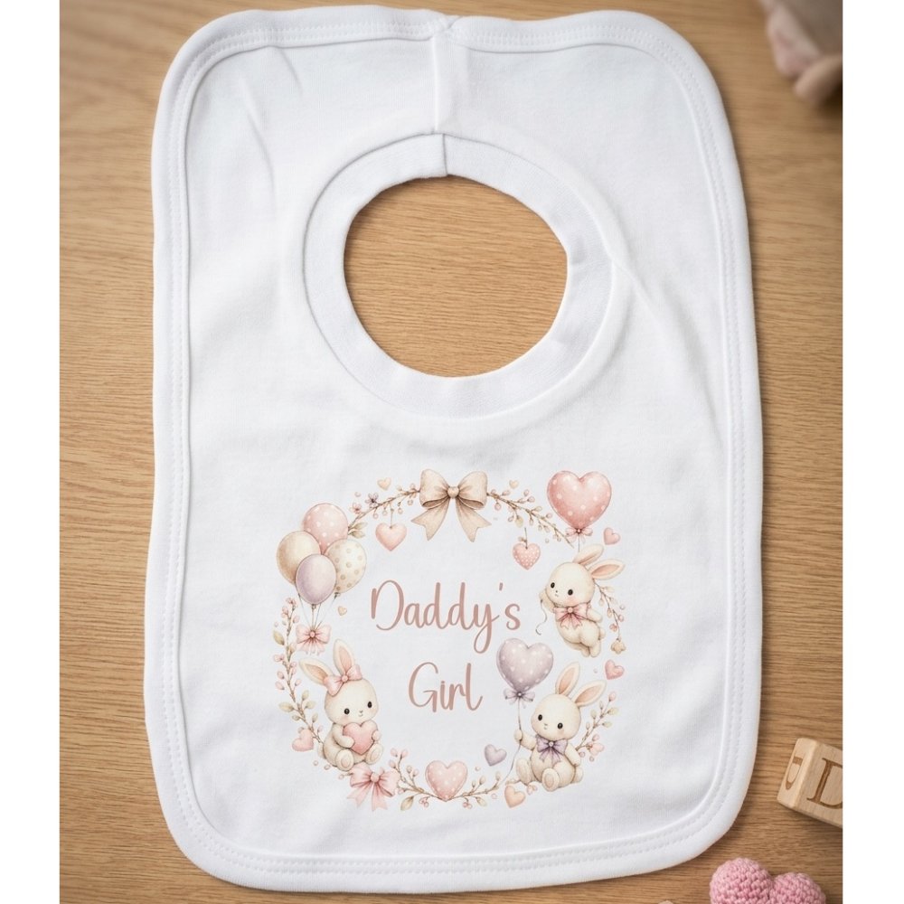 KWB137: Daddy's Girl Bunny Over Head Bib KWB137: Daddy's Girl Bunny Over Head Bib