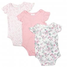 LAX82: Baby Girls 3 pack Floral Bodysuits (0-9 Months)