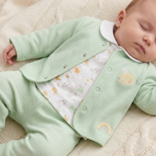 M14265: Baby Sage Waffle Fabric 3 Piece Outfit (0-6 Months)