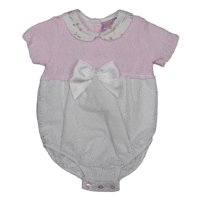 MC703: Baby Cotton Knitted/Woven Romper With Bow (0-9 Months)