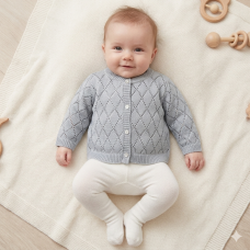 MC7092: Baby Girls Grey Knitted Cardigan (0-9 Months)