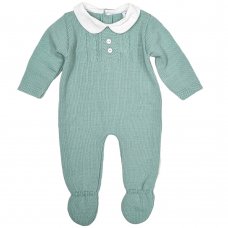 MC805-Sage: Baby Knitted All In One (0-9 Months)
