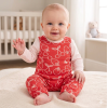 MTX06: Baby Red Strawberry Print Dungaree & Top Outfit (0-23 Months)