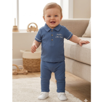 MTX07: Baby Boys Polo Top & Pant Outfit- Daddy's Little Man (0-23 Months)