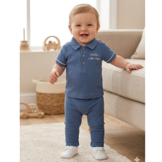 MTX07: Baby Boys Polo Top & Pant Outfit- Daddy's Little Man (0-23 Months)