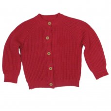 NX602: Girls Red Cotton Knitted Cardigan (1-10 Years)
