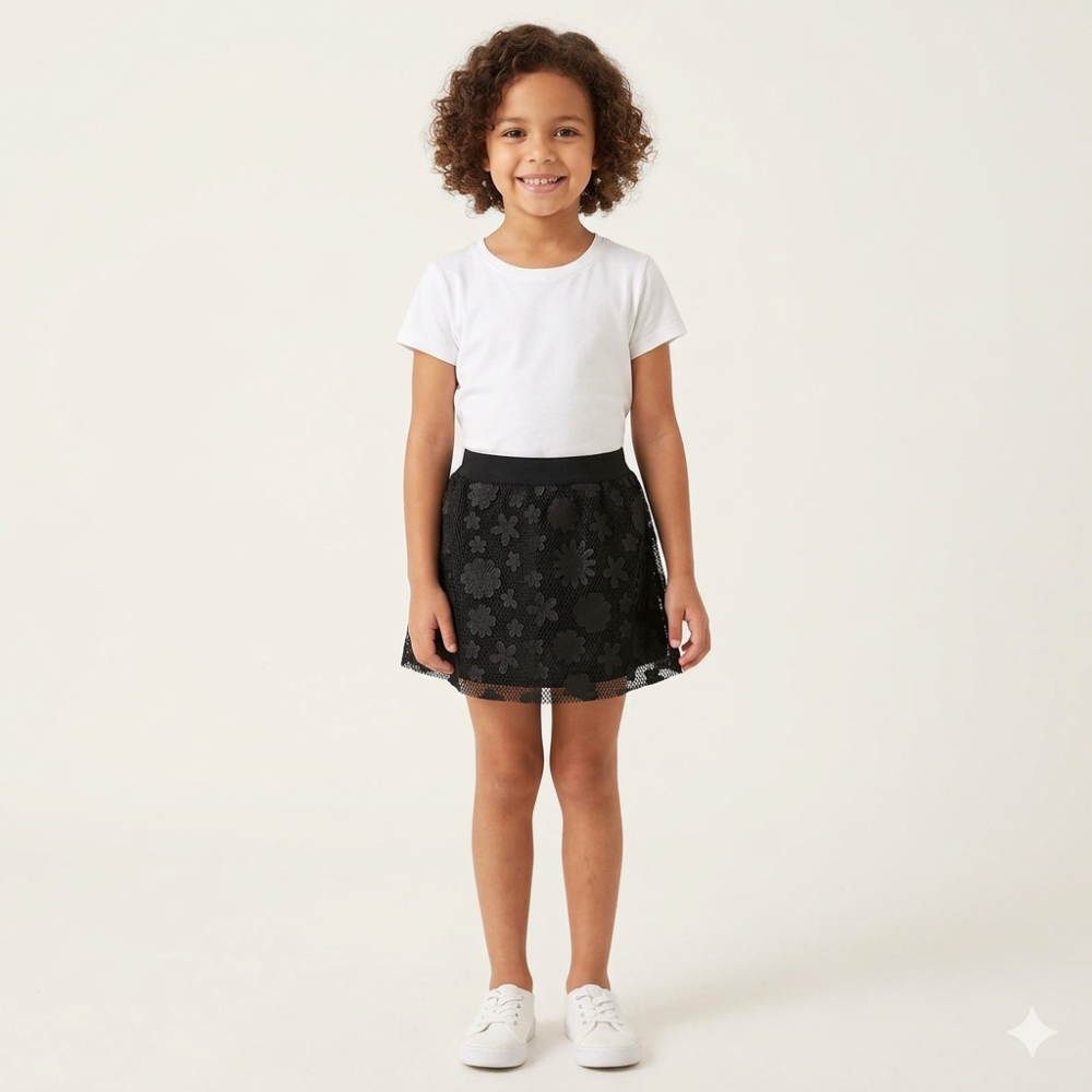 P118-8-9: Girls Floral Mesh Design Skirt (8-9 Years) P118-8-9: Girls Floral Mesh Design Skirt (8-9 Years)