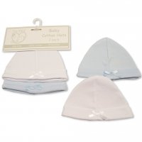 PB-20-478: Premature Baby Boys Hats with Bow - 2-Pack