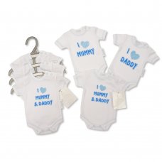 PB-20-551: Premature Baby Boys I Love Mummy & Daddy 3 Pack Bodysuits
