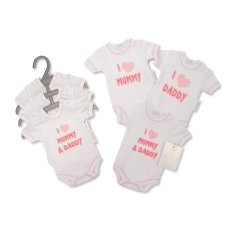PB-20-552: Premature Baby Girls I Love Mummy & Daddy 3 Pack Bodysuits