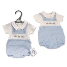 PB-20-659: Premature Baby Boys Romper with Smocking - Elephant