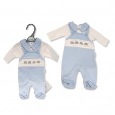 PB-20-660: Premature Baby Boys Sleepsuit with Smocking - Elephant