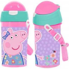 4022-1663: 500ml Peppa Pig Reusable Water Bottle with Flip Straw 