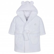 18C204: Baby White Hooded Dressing Gown (6-24 Months)