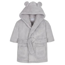 18C50906: Baby Silver Grey Hooded Dressing Gown (0-6 Months)