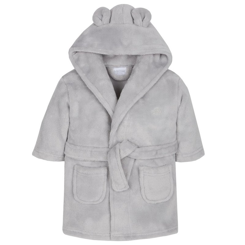 18C509: Baby Silver Grey Hooded Dressing Gown (6-24 Months)