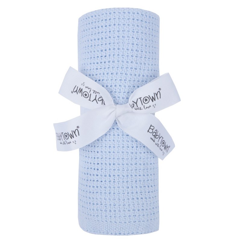 19C189B: Baby Gift Soft Handle Blue Cellular Shawl/Blanket