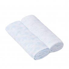 19C204: Baby 2 Pack Muslin Blankets In a Gift Bag- Blue