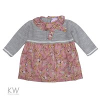 3002: Baby Girls Flowers Lined Knitted Dress (6-24 Months)