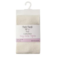 45B110: Baby Girls Cotton Rich Plain Cream Tights (0-24 Months)