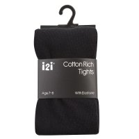 Girls Plain Black Cotton Rich Tights (2-13 Years)