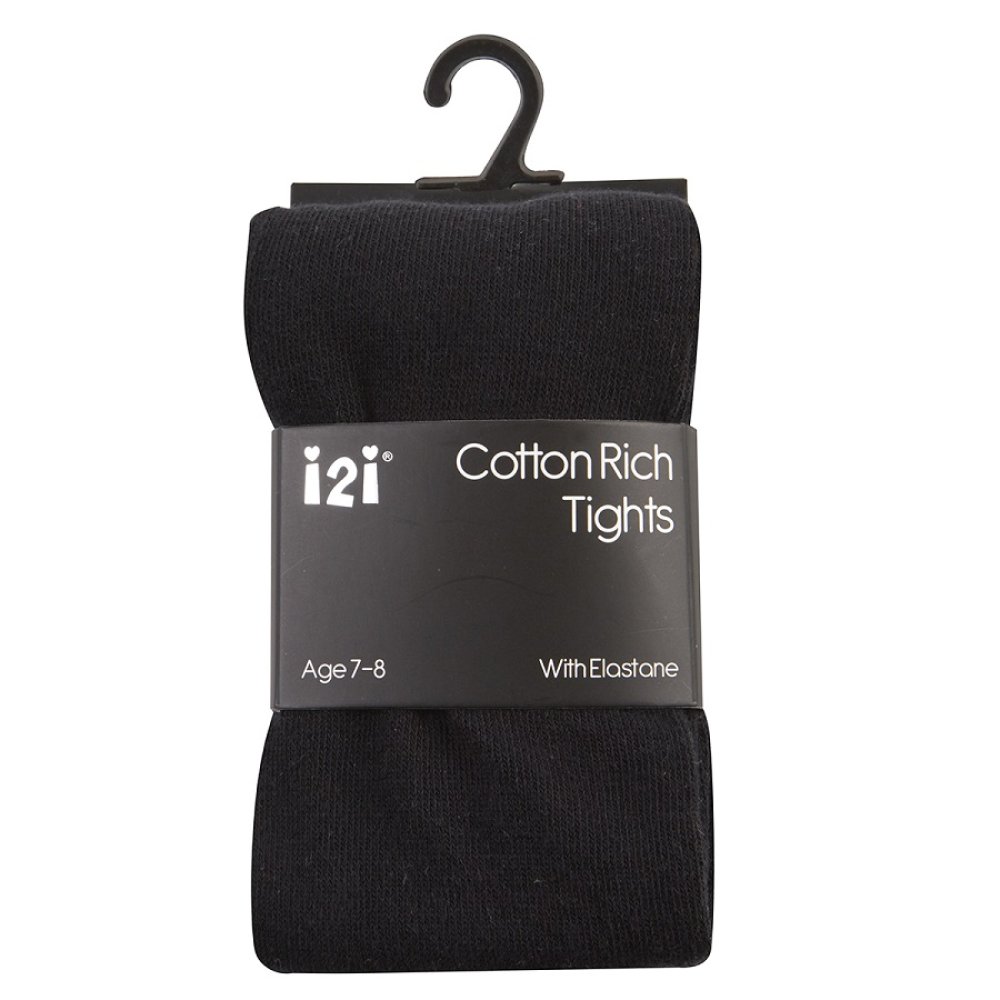 Girls Plain Black Cotton Rich Tights (2-13 Years) Girls Plain Black Cotton Rich Tights (2-13 Years)
