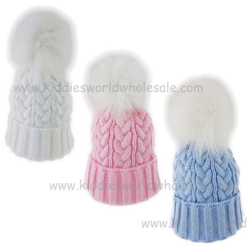 KIDS6131-2: Baby Fur Pom Pom Knitted Hat (6-18 Months)