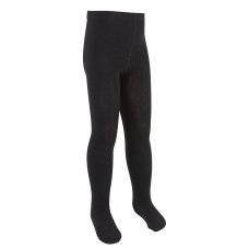 46B260: Girls Plain Black Cotton Rich Tights (2-10 Years)