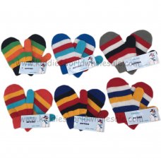 AT66: Infants Multi Colour Stripe Mittens With Lining