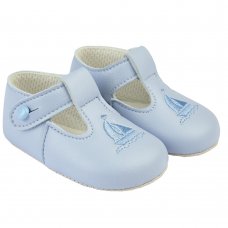 B119: Baby Boys Soft Soled Shoe- Sky (Shoe Sizes: 0-3)