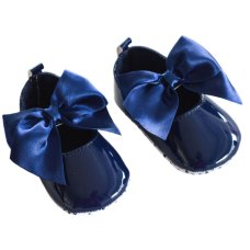 B2228-N: Navy Shiny PU Shoes (0-12 Months)