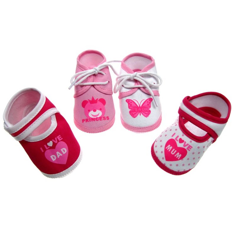 B50-G: Girls Terry Cotton Shoes (0-4 Months)