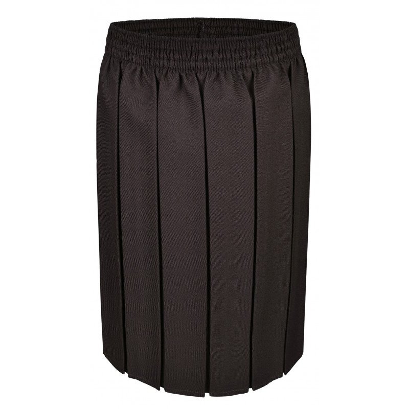 Girls School Box Pleated Skirt - Brown
