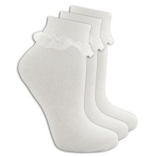 Girls 3 Pack White Frilly Lace TOT Socks