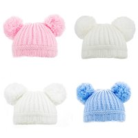 H460: Ribbed Hat w/Pom Poms (0-12m)