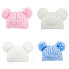 H460: Ribbed Hat w/Pom Poms (0-12m)