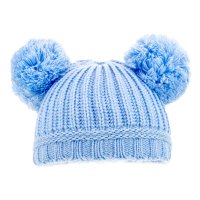 H460: Ribbed Hat w/Pom Poms (0-12m)