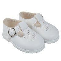 H501: Baby Hard Soled Shoe-White (Shoe Sizes: 2-6)