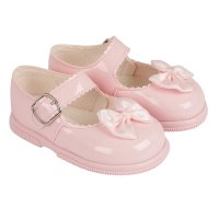 H505: Baby Girls Hard Soled Shoe-Pink (Shoe Sizes: 2-6)