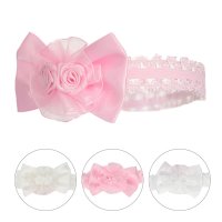 HB62: Shiny Lace Headband w/Bow & Flower