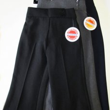 Girls 3 Button, Elastic Back  School Trouser- Black