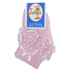 Girls Pink Jester Frilly Lace Socks