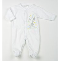 K1718: Baby "I Woke Up This Cute" Cotton Sleepsuit (0-9 Months)